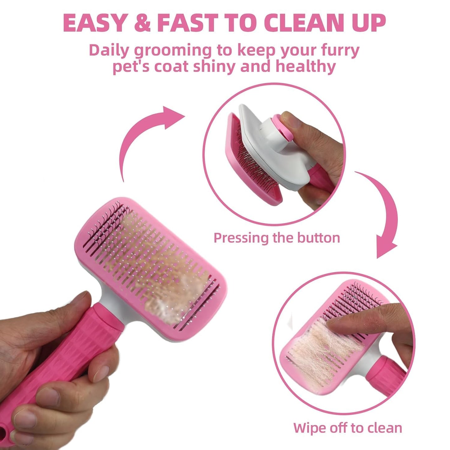Dog Brush for Shedding,6 PCS in One Pet Slicker Hair Brush Kit Organizer Bag - Dog Cat Grooming Deshedding Undercoat Rake Brush Comb for All Small Large Dogs Cats Grey