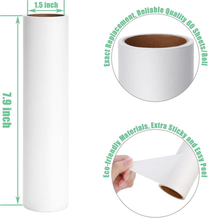 7.5 inch Lint Roller Refills Only, Pet Hair Remover Refills for Clothes Carpet Floor Couch, Extra Sticky Lint Brush Roller Refills, Pack of 5 Rolls, Total 300 Sheets (7.5'' Wide)