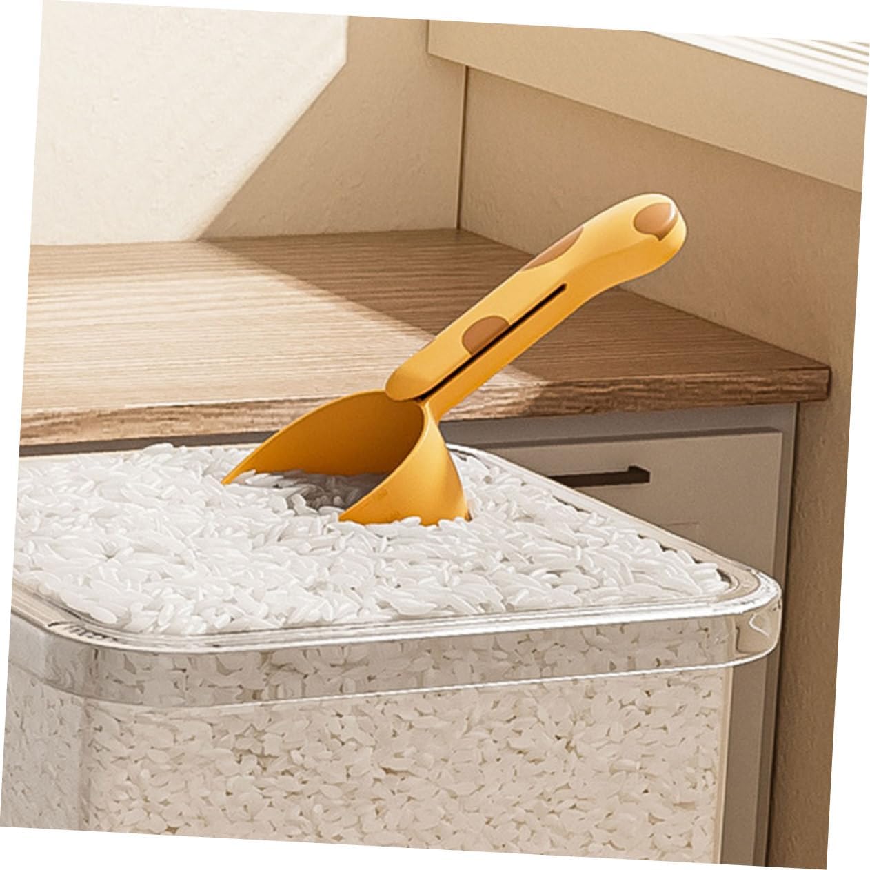 Luxshiny 2pcs Rice Scoop Sealing Clip Skimmer Spoon Dog Food Measuring Scoop for Kitchen