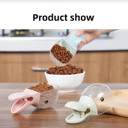 1pcs Cute Adorable Duckbill Design Grain Scoop for Dog Cat with Handle Sealing Clip Multi-functional Food Scoop (Blue)