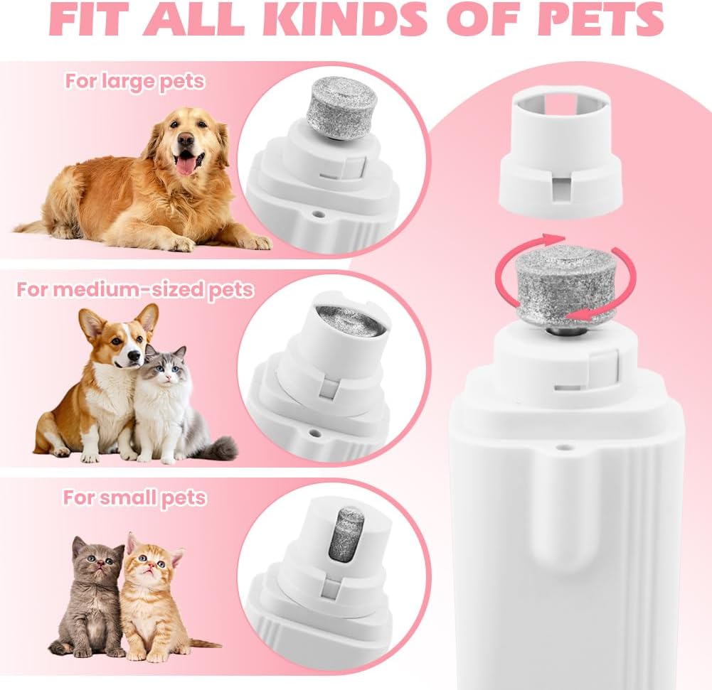 2-in-1 Dog Nail Grinder & Dog Nail Clippers Trimmers, Dogs Trimmer with LED Light + Splash Guard + Storage Case, Pet Claw Clippers for Dogs Cats, USB Rechargeable (White)