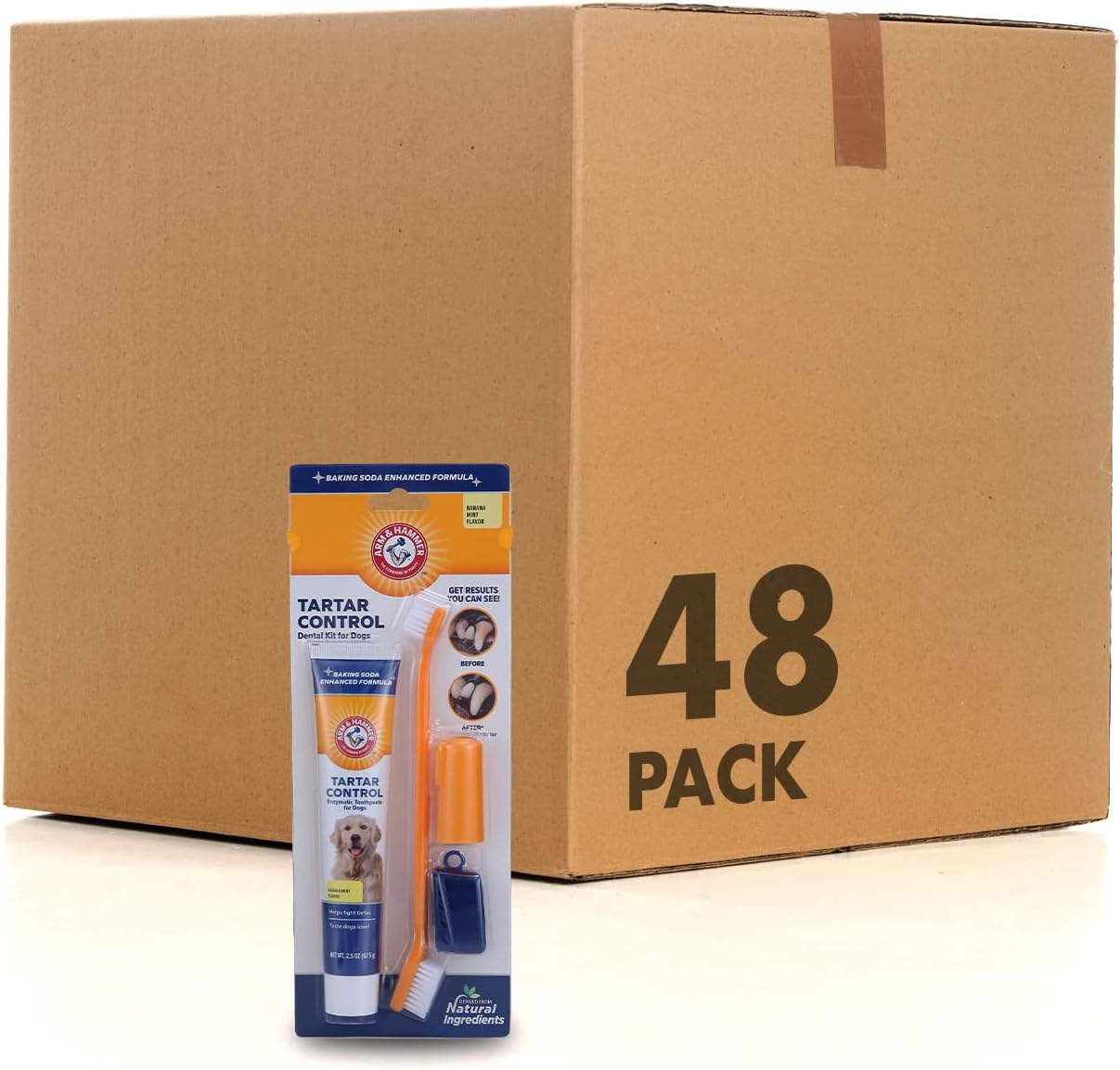 Arm & Hammer for Pets Tartar Control Dog Dental Kit, Enzymatic Toothpaste with Toothbrush and Fingerbrush, Baking Soda Formula Reduces Plaque and Tartar, Safe for Puppies, Beef Flavor, 3-Piece