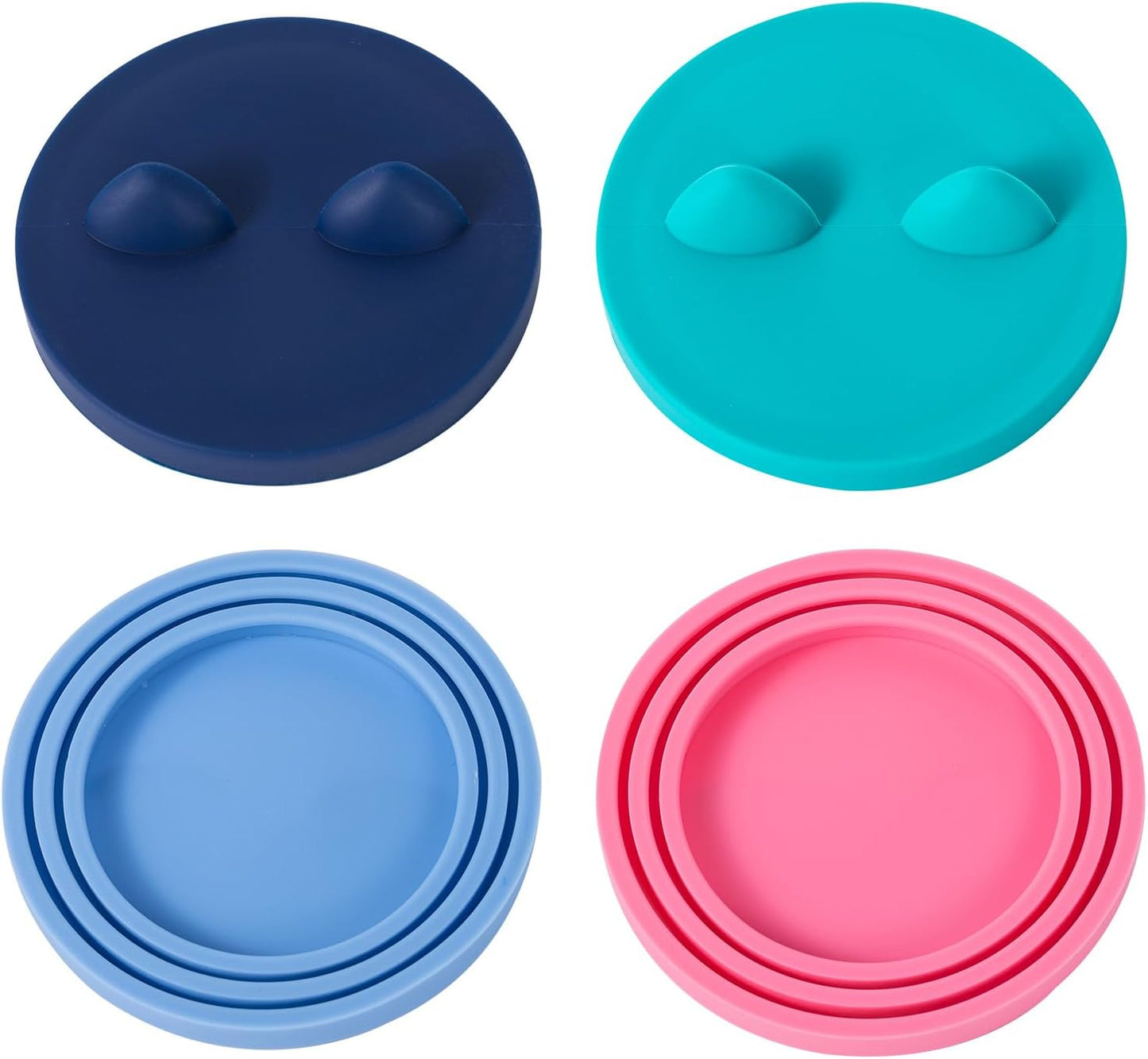 4Pack Cat Food Can Cover Lids Cute Pet Ears Shaped Pet Food Can Covers Universal 1 Fits 3 Standard 3 oz,5.5 oz,12 oz Dog Cat Can Covers Lids Toppers (4)