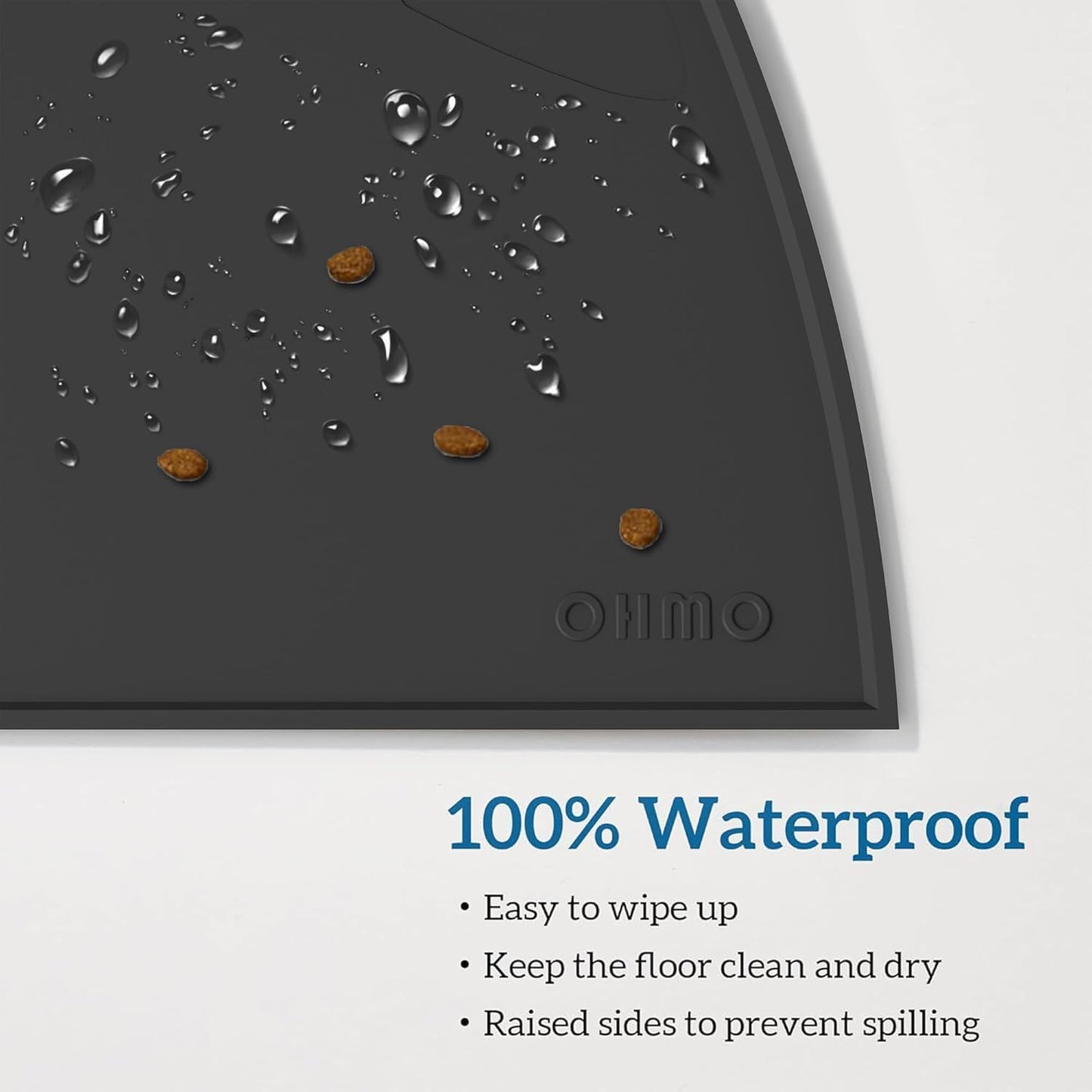 OHMO - Cat Food Mat, Silicone Pet Feeding Mat for Floor Non-Skid Waterproof Dog Water Bowl Tray, Easy to Clean Pet Placemat (Erythrinus, 18 * 9.8'')