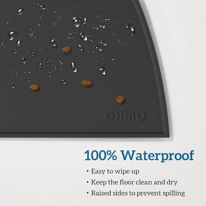 OHMO - Cat Food Mat, Silicone Pet Feeding Mat for Floor Non-Skid Waterproof Dog Water Bowl Tray, Easy to Clean Pet Placemat (Erythrinus, 18 * 9.8'')