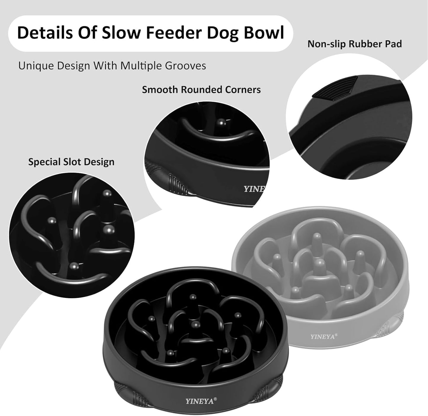 YINEYA Slow Feeder Dog Bowls, Pet Supplies that Slow Down Eating, Pet Food Bowls, Maze Dog Puzzle Feeder for Medium Breed