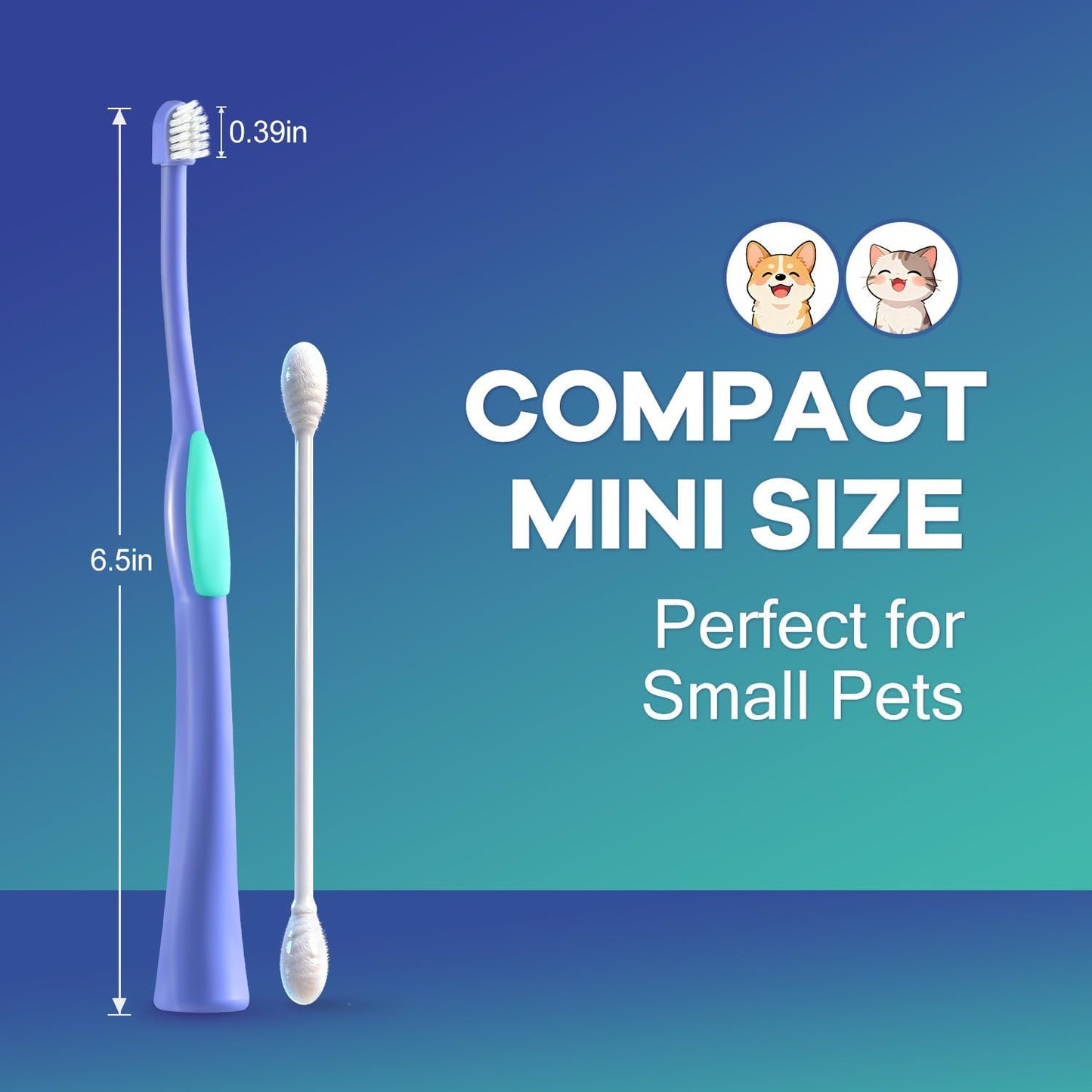 Deep-Clean Professional Pet Toothbrush – High-Efficiency Bristles & Hygienic Standing Base – 20° Ergonomic Grip Safe Daily Dental Care for Cats & Small Dogs, Blue