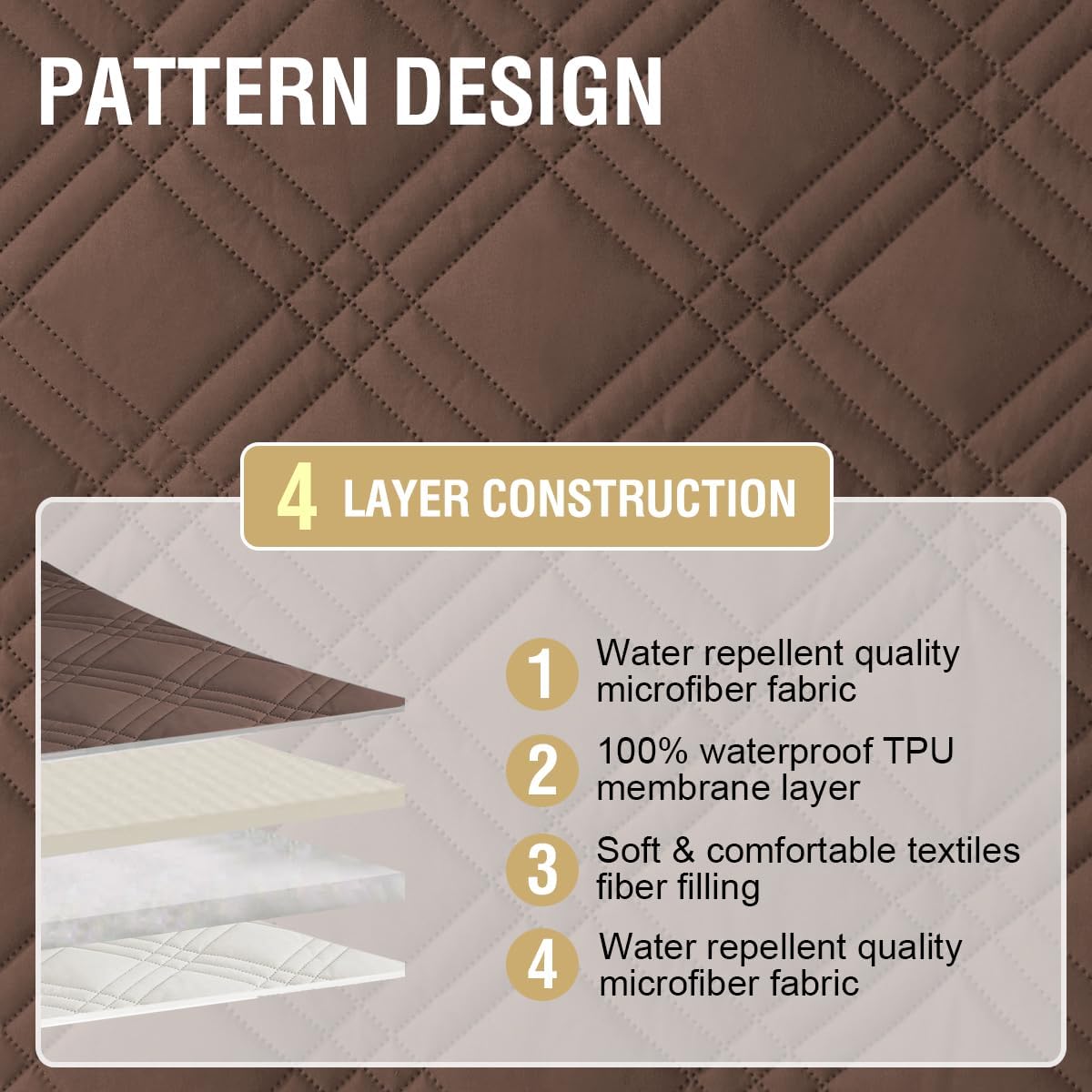 H.VERSAILTEX 100% Waterproof Slipcovers for Couches and Sofas Modern Pet Couch Cover Thick Soft Furniture Protector with Elastic Straps(Sofa, Lily Pad/Beige)