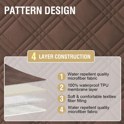 H.VERSAILTEX 100% Waterproof Slipcovers for Couches and Sofas Modern Pet Couch Cover Thick Soft Furniture Protector with Elastic Straps(Sofa, Lily Pad/Beige)