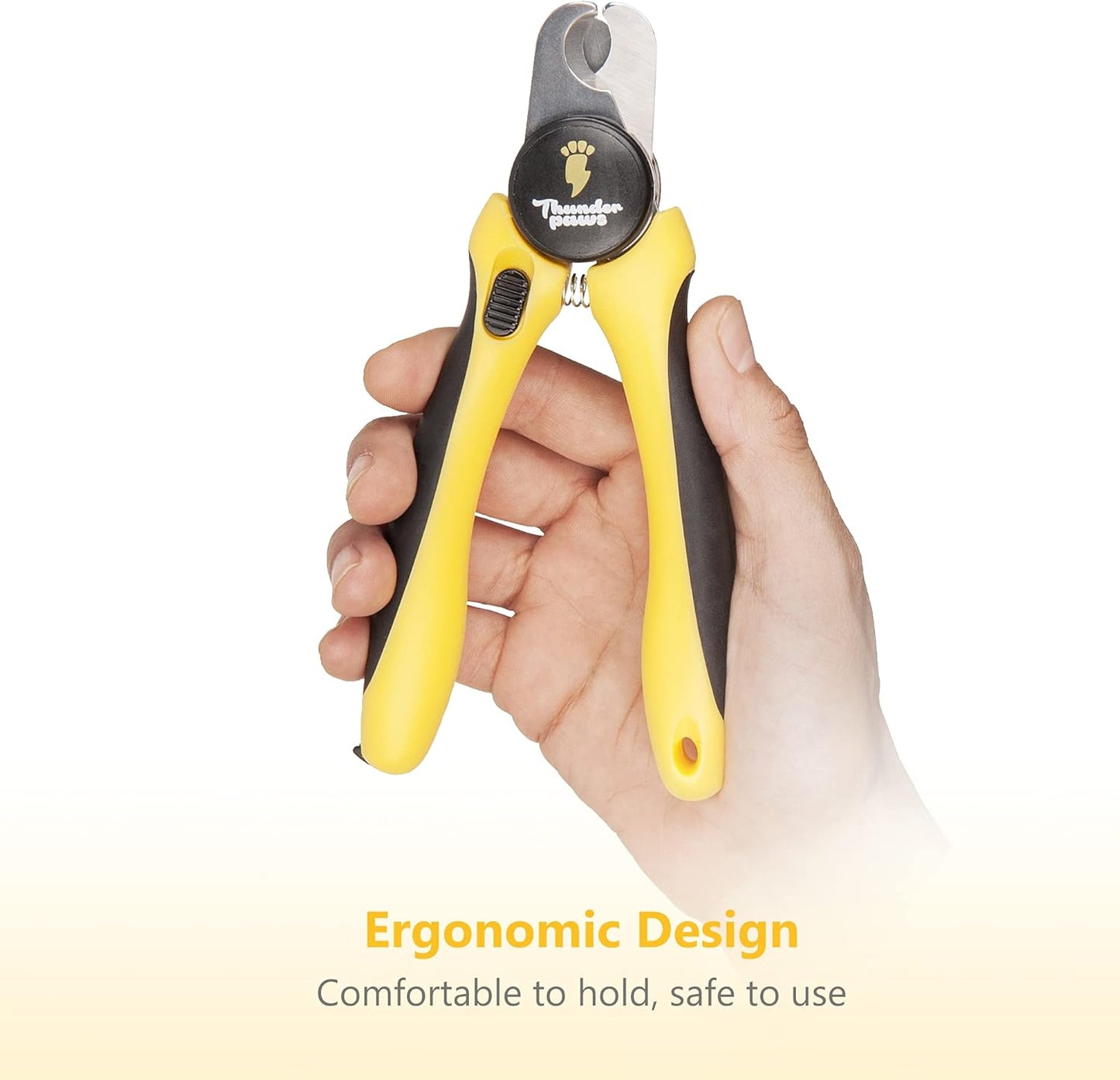 LED Dog Nail Clippers with Light, Trimmers with Protective Guard, Quick Sensor, Safety Lock and Nail File - Suitable for Large and Small Dogs & Cats (Yellow, LED)