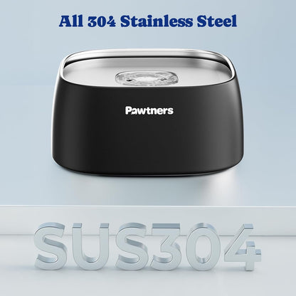 Pawtners All Stainless Steel Dog Water Bowl No Spill,135oz Anti-Splash Dog Bowl with Non-Slip Base, Spill Proof for Medium Large Messy Drinkers, Slow Drinking, Slobber Stopper,Easy to Clean
