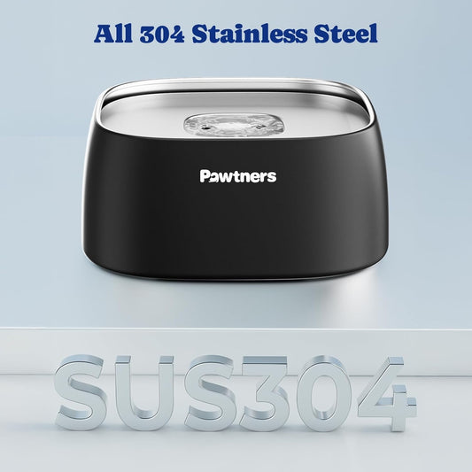 Pawtners All Stainless Steel Dog Water Bowl No Spill,135oz Anti-Splash Dog Bowl with Non-Slip Base, Spill Proof for Medium Large Messy Drinkers, Slow Drinking, Slobber Stopper,Easy to Clean