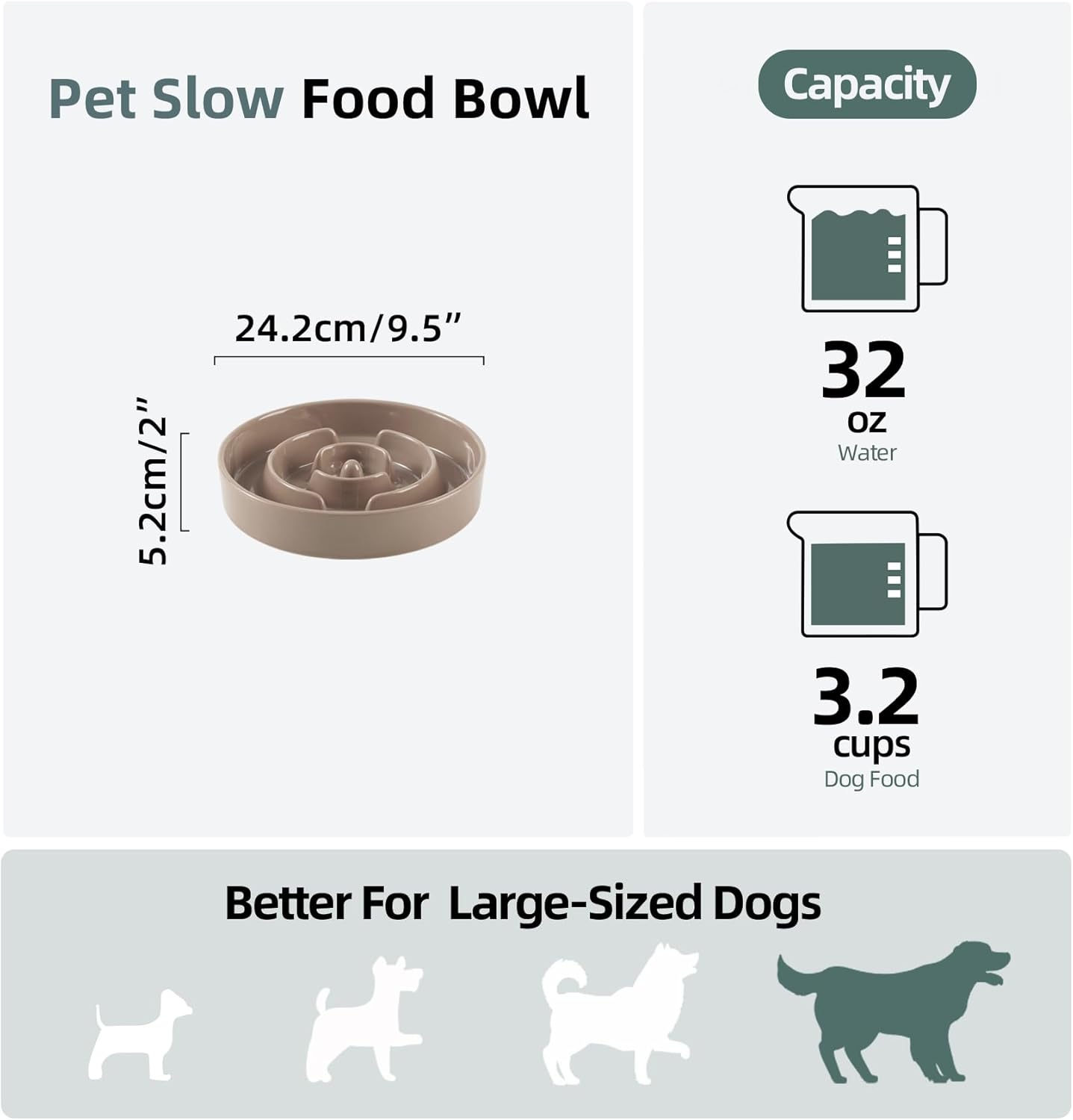 Havniva Ceramic Slow Feeder Dog Bowls, 1.6 Cups Dog Bowl Slow Feeding for Medium Breed, 8.2inch Puzzle Dog Food Bowl Slow Feeder Non-Slip Anti-Gulping and Anti-Choking Reduces Bloating