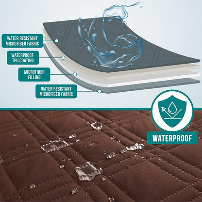PetAmi Waterproof Couch Cover for Dogs, Reversible Furniture Cover Sofa Protector for Pet Cat Bed, Washable Blanket Dog Cover for Couch Seat, 52x82 Gray