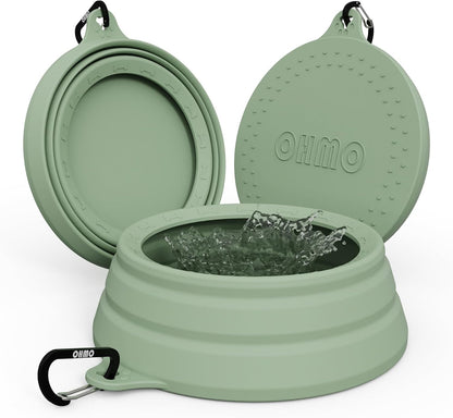OHMO Spill Proof Collapsible Dog Water Bowl 24oz for Cars, No Splash Portable Bowls for Dog Travel, Dishwasher Safe, Pet Essentials for Road Trips, Cat Travel Accessories