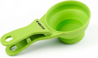 MeasureMate Pet Food Scoops with Bag Clip for Dog and Cat - 3-in-1 Multi-Function Collapsible Food Measuring Cup - 1 Cup Capacity, 8oz, Green - Dishwasher Safe
