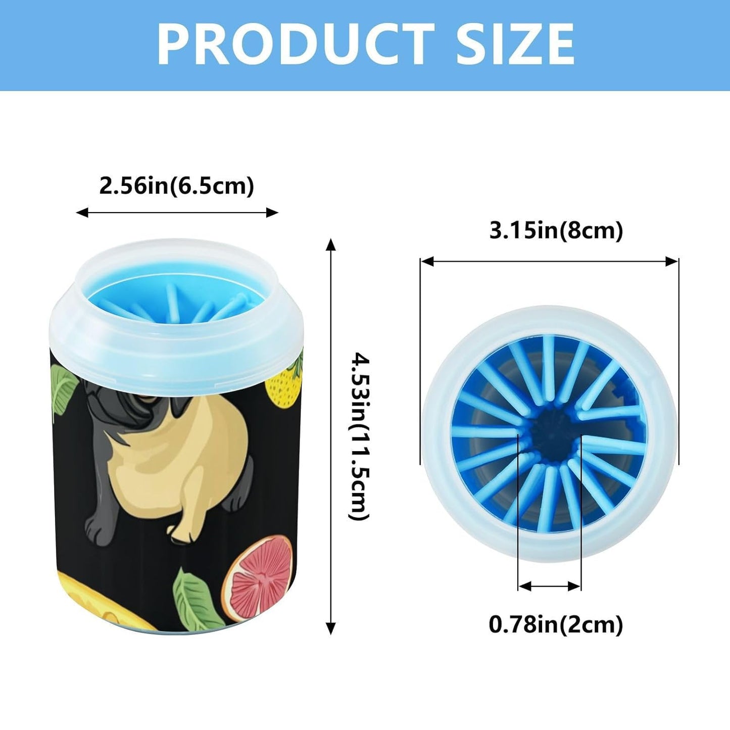 Dog Paw Cleaner Cups for Dogs Pet Foot Washer Paw Scrubber for Medium Small Dogs Cats Cleaning Cup Cute Yellow Fiesta Guitars Cacti and Ethnic Birds