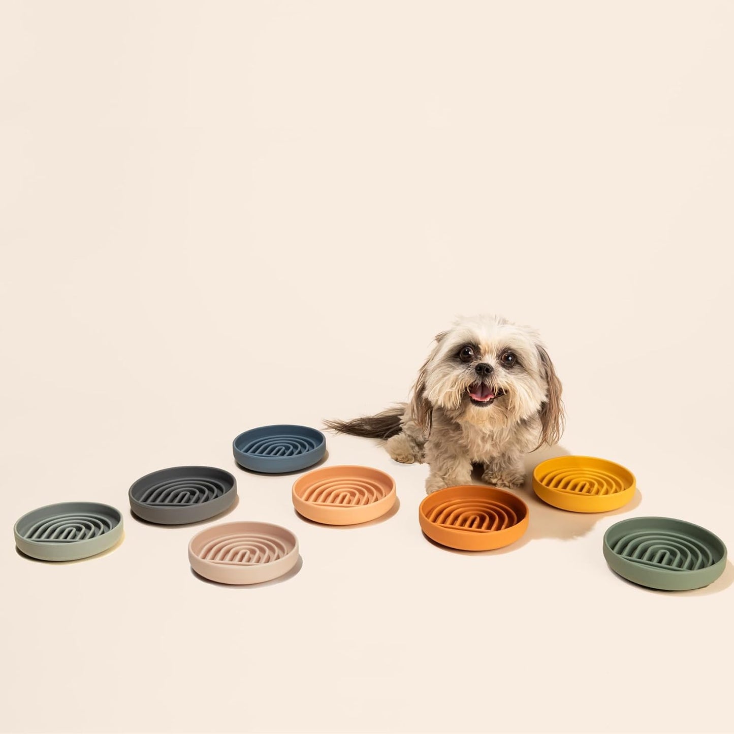Should We Go? Slow Feeder for Dogs & Puppies, The Slowdown Bowl Silicone Slow Eating, Modern Lick Mat Design, Reduces Gulping, Fits 2 Cups, 7.5” Across x 1.5” Tall, Mealtime Challenge, Medium-Blush