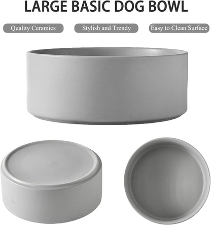 6'' Ceramic Raised Dog Bowl - 30Oz Dog Food & Water Bowl with Elevated Non-Slip Bamboo Stand, Dishwasher & Microwave Safe, Anti Vomiting Heavy Duty Pet Bowl for Small and Medium Dogs, White