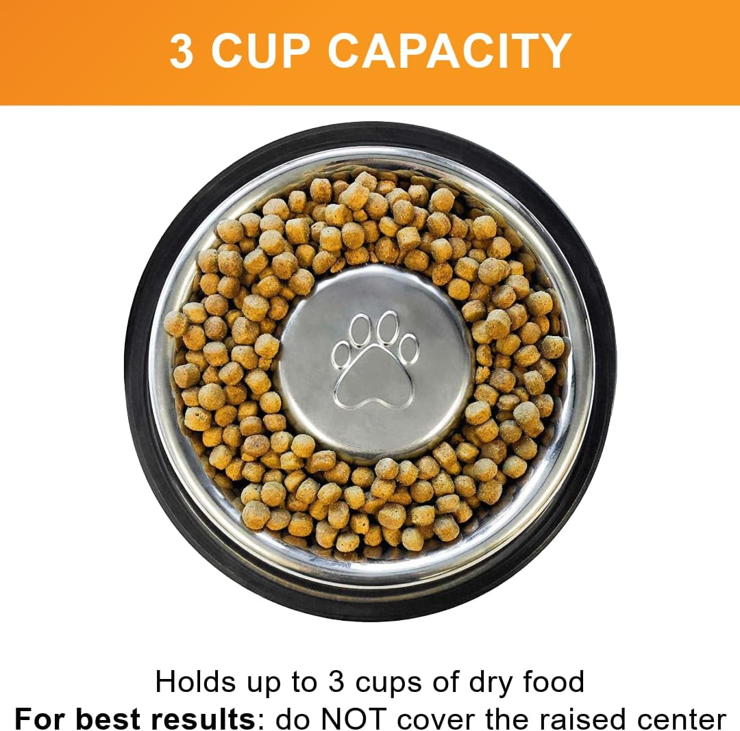 Neater Pet Brands Stainless Steel Slow Feed Dog Bowl for Fast Eating Large Breed, Metal Slow Feeder Dog Bowl Fits in Large Neater Feeders, for Puppy or Dogs (>40 lbs), 3 Cup Food Capacity