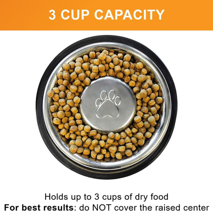 Neater Pet Brands Stainless Steel Slow Feed Dog Bowl for Fast Eating Large Breed, Metal Slow Feeder Dog Bowl Fits in Large Neater Feeders, for Puppy or Dogs (>40 lbs), 3 Cup Food Capacity
