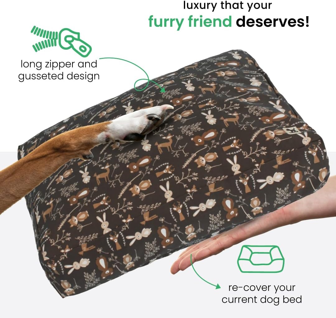Molly Mutt Medium to Large Dog Bed Cover- Forever Young Print - Measures 27”X36”X5’’ - 100% Cotton - Durable - Breathable - Sustainable - Machine Washable Dog Bed Cover (Dd82b)
