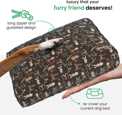Molly Mutt Medium to Large Dog Bed Cover- Forever Young Print - Measures 27”X36”X5’’ - 100% Cotton - Durable - Breathable - Sustainable - Machine Washable Dog Bed Cover (Dd82b)