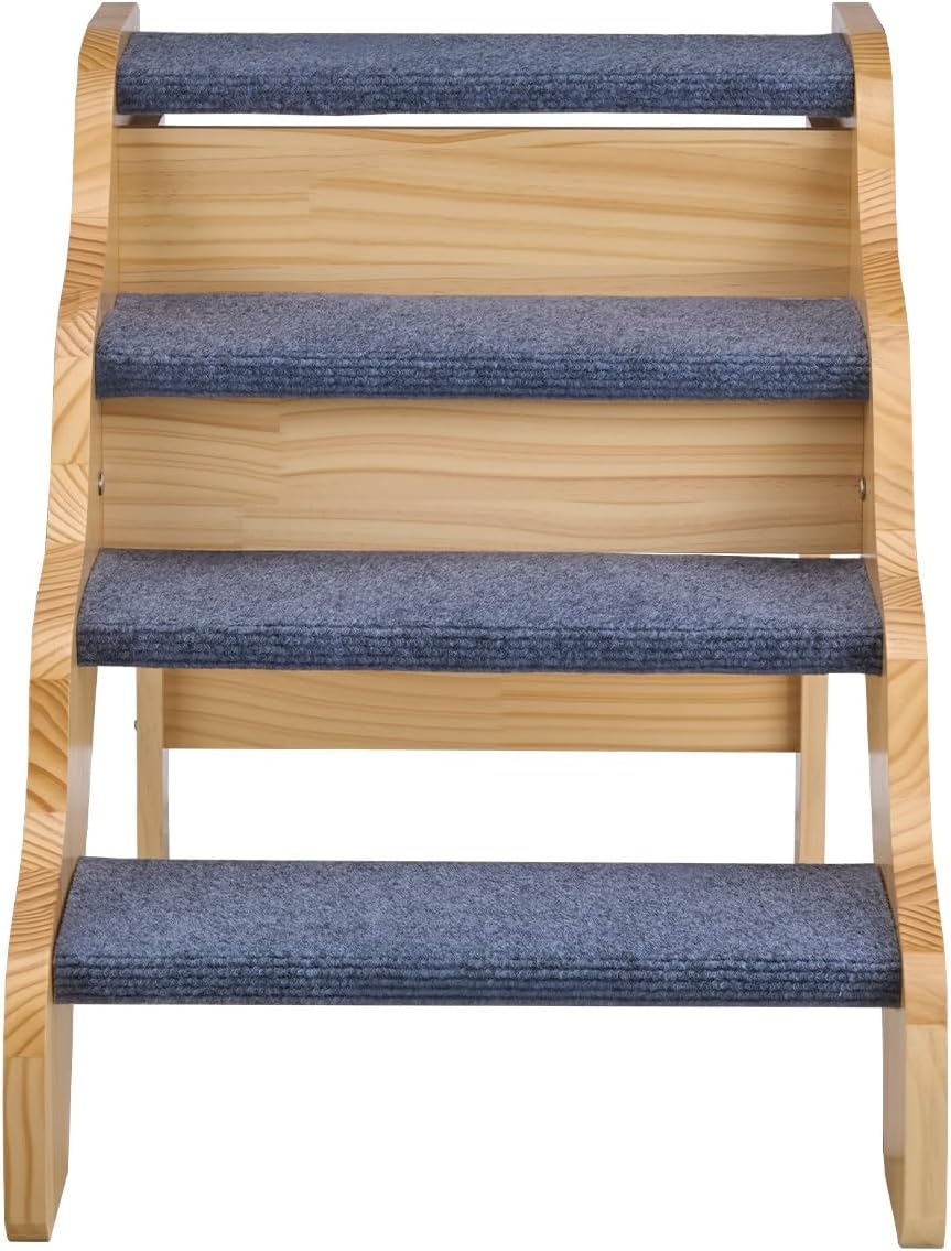 VEVOR Wood Pet Stairs, 2-Step Dog Stairs for Beds, Sofa & Cars, 110lbs Load Capacity, Floded Flat Design, Stable & Sturdy Cat & Dog Step Ladder for Small Medium Large Older Pet Puppy Essentials