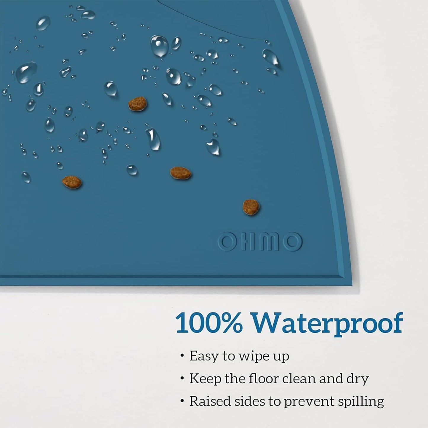 OHMO - Cat Food Mat, Silicone Pet Feeding Mat for Floor Non-Skid Waterproof Dog Water Bowl Tray, Easy to Clean Pet Placemat (Erythrinus, 18 * 9.8'')