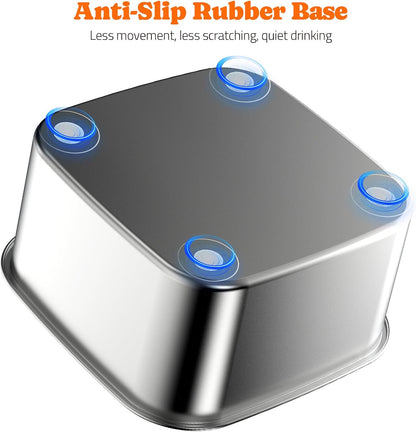 Pawtners All Stainless Steel Dog Water Bowl No Spill,135oz Anti-Splash Dog Bowl with Non-Slip Base, Spill Proof for Medium Large Messy Drinkers, Slow Drinking, Slobber Stopper,Easy to Clean