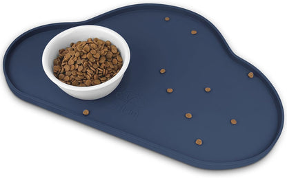Ptlom Silicone Pet Placemat for Dogs and Cats, Non-Slip Waterproof Dog Feeding Bowl Mats for Food and Water, Small Medium Large Pet Puppy Tray Mat Prevent Residues from Spilling onto The Floor, Beige