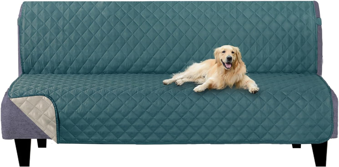 U-NICE HOME Reversible Sofa Cover Washable Couch Cover for Dogs Friendly with Elastic Straps Water Repellent Furniture Protector for 3 Cushion Couch (Sofa, Coffee/Beige) - Colors A