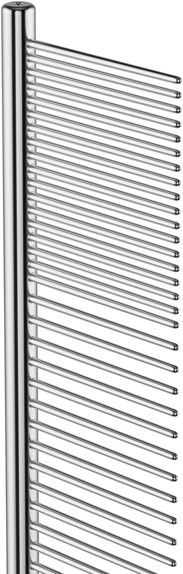 Andis 65730 Stainless-Steel Comb for Knots, Mats & Loose Hair Removal - Effective Dematting Tool, Comfortable, Lightweight, Portable & Safe for Dogs, Cats & Pets – Silver, 7-1/2-Inch