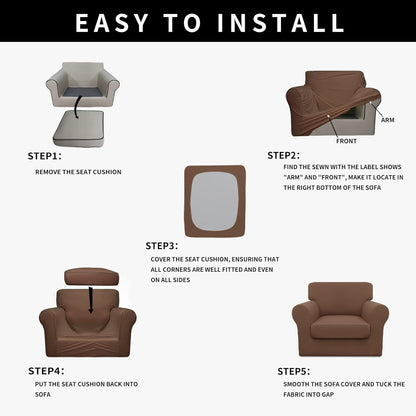 Easy-Going 100% Dual Waterproof 4 Pieces Stretch Soft Couch Cover for Dogs, Sofa Slipcover for 3 Separate Cushion Couch Leakproof Furniture Protector for Kids, Pets Dark Gray