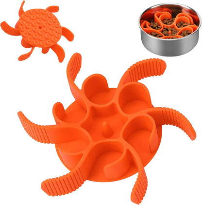 Anipaw Dog Slow Feeder Bowls Silicone Spiral Pet Food Feeder Insert to Slow Down Eating for Large Medium Small Breed Dogs Perfect with Stainless Steel Glass Ceramic Pet Bowls (Grey)