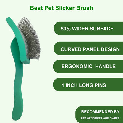 Slicker Ergonomic Wooden-Handle Long-Pin Brush for Poodles, Goldendoodles & Other Long-Haired Dogs (purple)