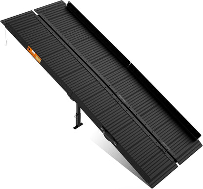 FACHNUO 2 Feet Portable Wheelchair Ramp, Non-Skid Aluminum Handicap Ramps with Handle, Folding Threshold Wheel Chair Ramp for Home Steps, Stairs, Entry, Doorways, Applicable Height 2-6 inches
