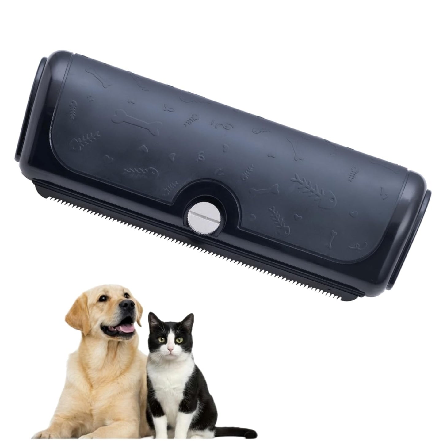 Dog & Cat Deshedding Brush, Undercoat Grooming Tool for Short to Medium and Double Coats, Detachable Metal Shedding Blade, Ergonomic Non-Slip Handle, Black