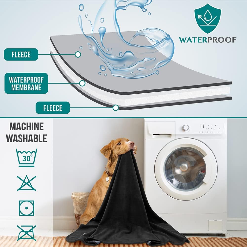 PetAmi Waterproof Dog Blanket for Medium Large Pets Dogs Cats, Pet Couch Cover Protector for Furniture, Reversible Washable Soft Fleece Cat Blanket for Bed Couch Sofa, 40x60 (Taupe/Beige)