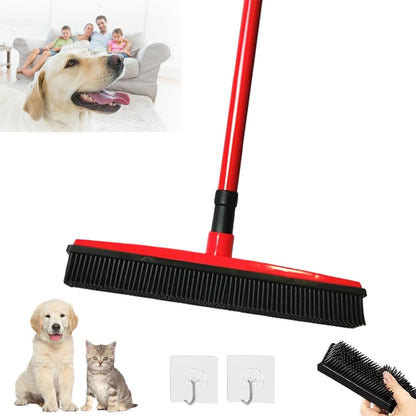 Pet Hair Removal Broom, Pet Hair Removal Tool, Multi-Surface Squeegee Rubber Broom, Rubber Broom Pet Hair Remover, Extendable Pet Hair Remover Broom for Carpet, Mats,Couch (Black)
