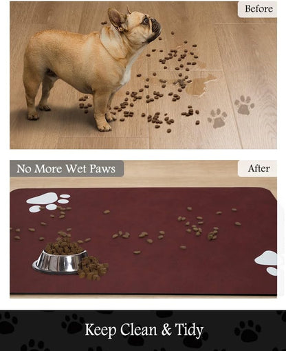 PADOOR Pet Feeding Mat-Absorbent Dog Mat for Food and Water Bowl-No Stains Easy Clean Dog Food Mat-Quick Dry Water Dispenser-Puppy Supplies Accessories