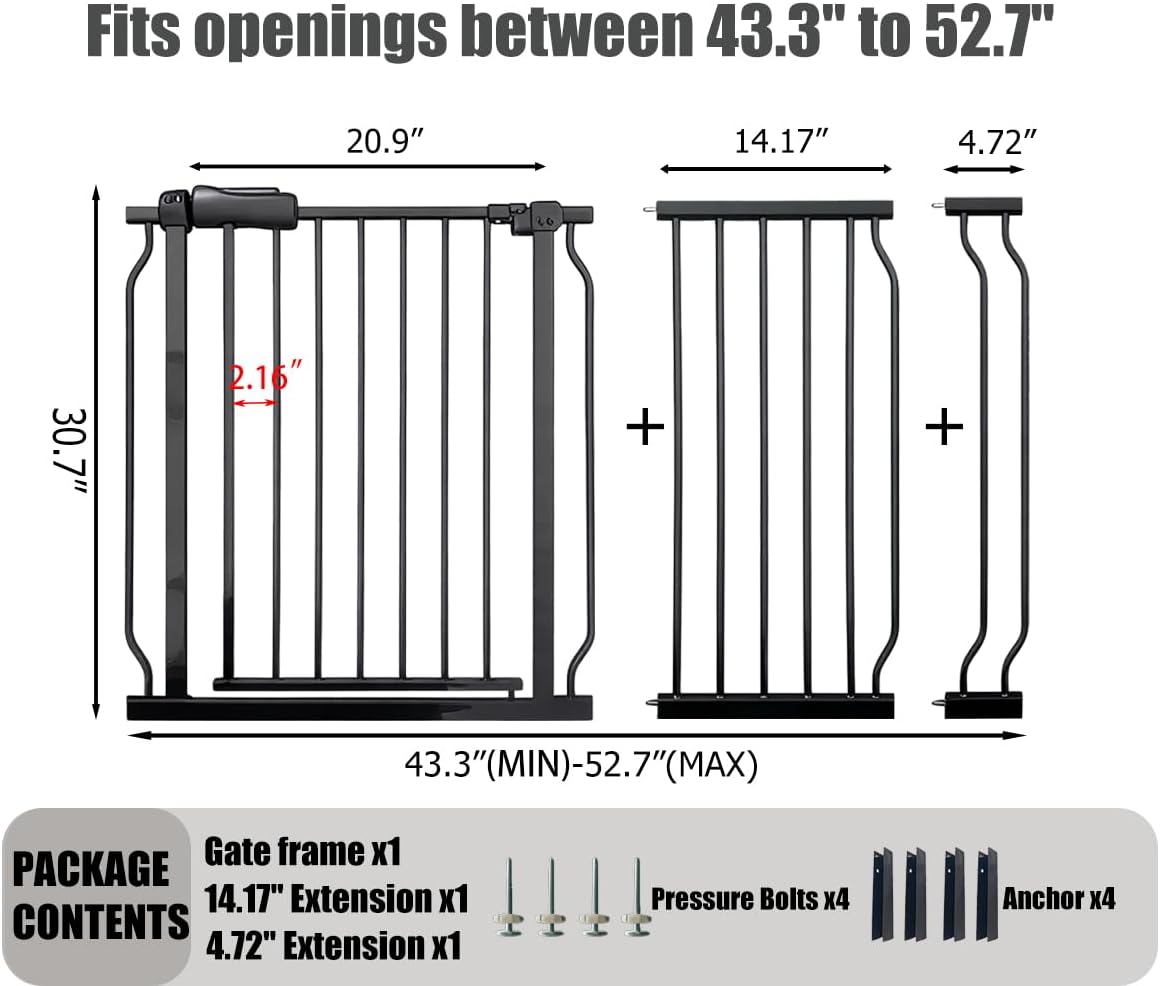 24-29 Inch Narrow Baby Gate, Pressure Mounted No Drilling Dog Gate for Stairs & Doorways, White Metal Safety Gate Indoor for Kids and Pets