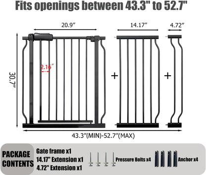 24-29 Inch Narrow Baby Gate, Pressure Mounted No Drilling Dog Gate for Stairs & Doorways, White Metal Safety Gate Indoor for Kids and Pets