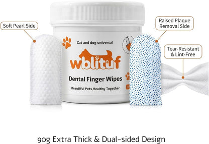 Dog Dental Wipes and Dog Teeth Cleaning Wipes, Puppy Tooth Brushing Kit Alternative for Dental Wipes for Dogs Teeth and Cat Tooth Brush Use, Non Woven Lick Safe No Rinse, 50 Count