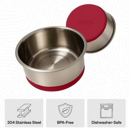 GORILLA GRIP Dog Bowls, Food Grade 304 Stainless Steel, Holds 2 Cups Each (16 fl oz) Food and Water Bowl for Feeding Dogs and Cats, Dishwasher Safe, Rust Resistant, BPA Free Rubber Base Set of 2 Black