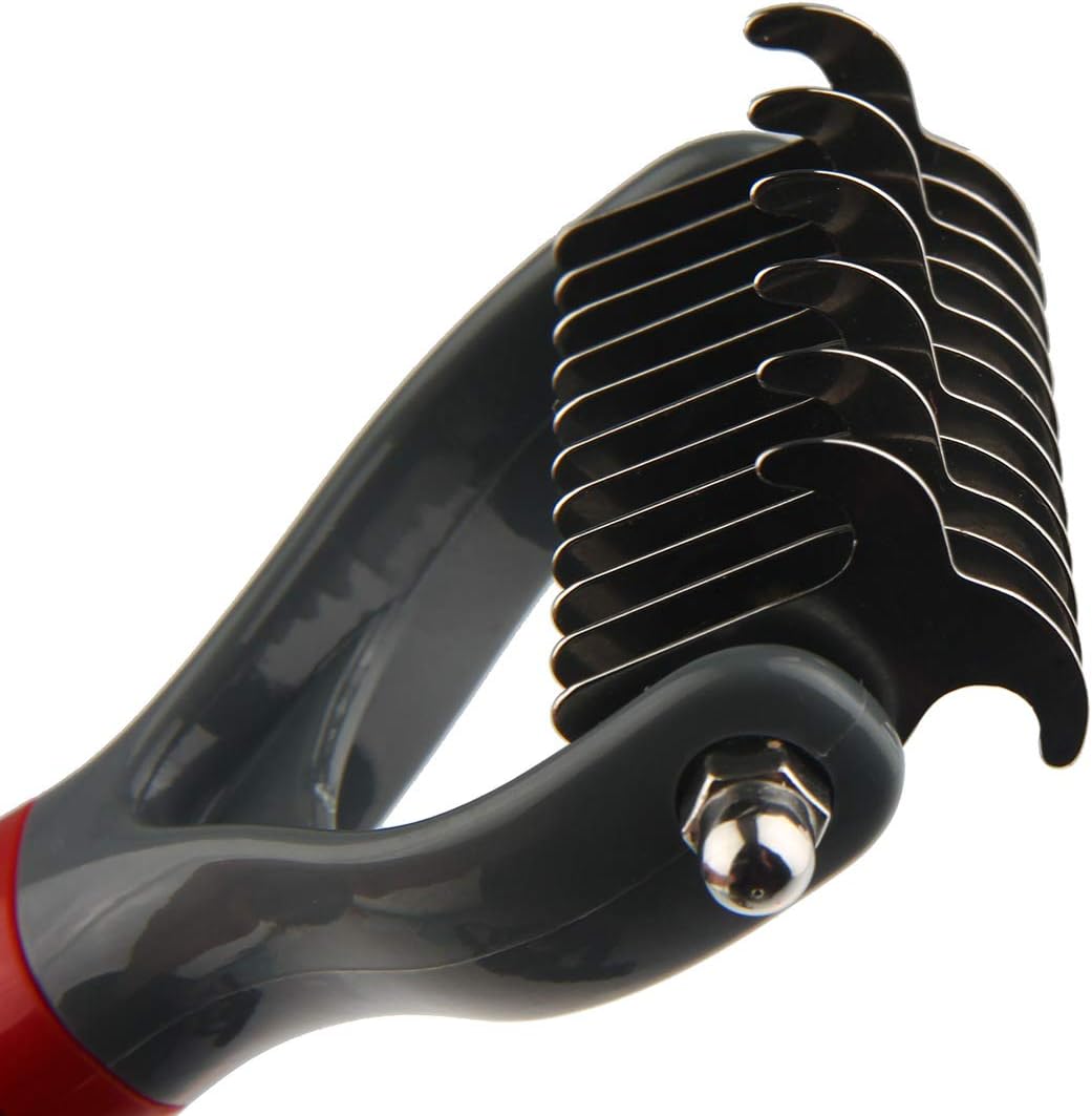GiGwi Dog Rake for Grooming- 2 Sided Undercoat Pet Grooming Tools-Dog Rakes for Safe and Gentle Shedding and Removing Mats/Duall Head Dematting Comb Brush 11 Teeth for Dogs Cats Kitty and other Pets