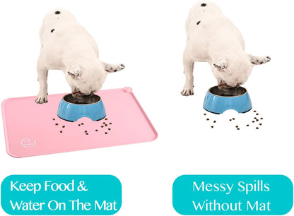 Silicone Waterproof Dog Cat Pet Feeding Mats, Non Slip, Easy Clean Pet Dog Cat Bowl Mats Placemat (18.5" x 11.5") Green
