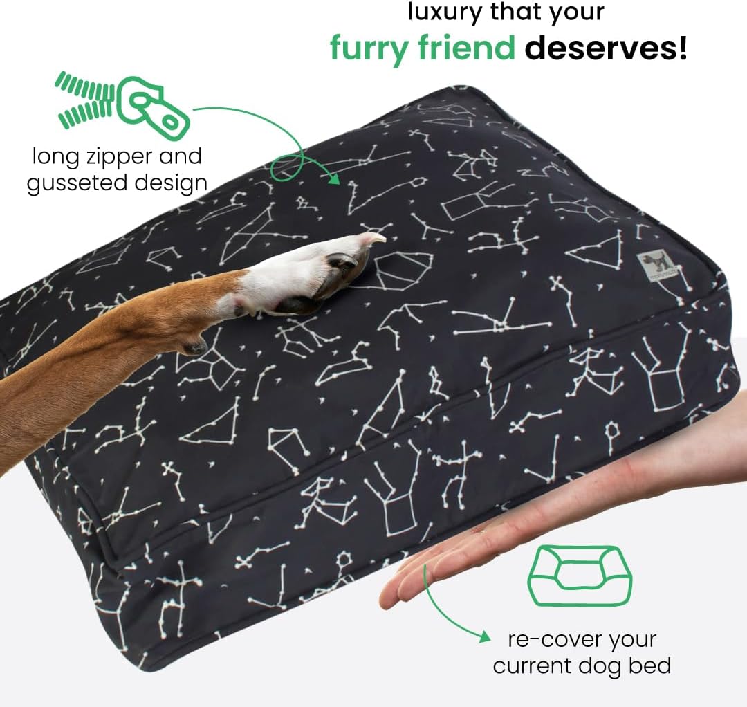 Molly Mutt Medium to Large Dog Bed Cover- Forever Young Print - Measures 27”X36”X5’’ - 100% Cotton - Durable - Breathable - Sustainable - Machine Washable Dog Bed Cover (Dd82b)