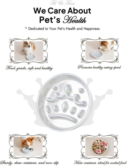 LE TAUCI Dog Bowls Slow Feeder Ceramic, 1.5 Cup Slow Feeding Bowl for Small and Medium Breed, Puzzle Dog Food Bowl for Fast Eater, Maze Purple