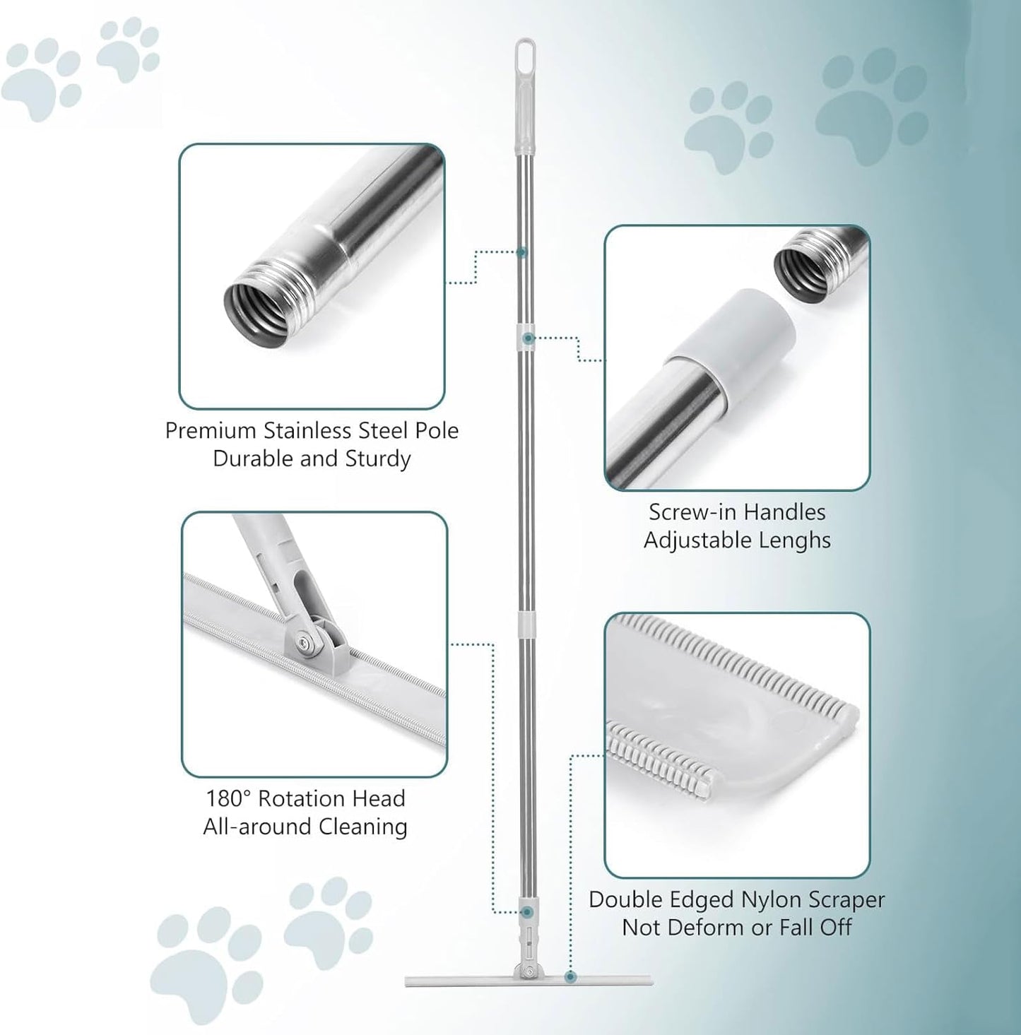 1Pc Reusable Pet Hair Removal Broom with Handle - Excellent Carpet Rake for Efficient Pet Hair Remover